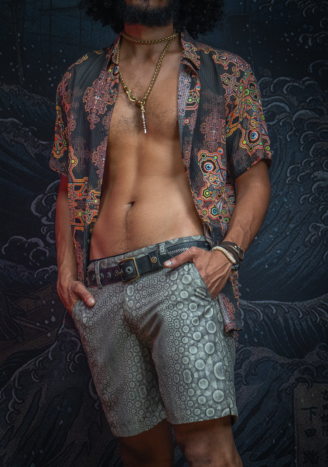 Skate Short Men / Microfiber Stripes - NEBULA